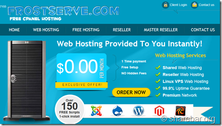 frostserve 提供无限大小无限流量免费PHP空间