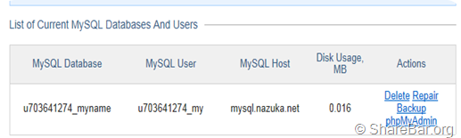 Youhosting 创建数据库3